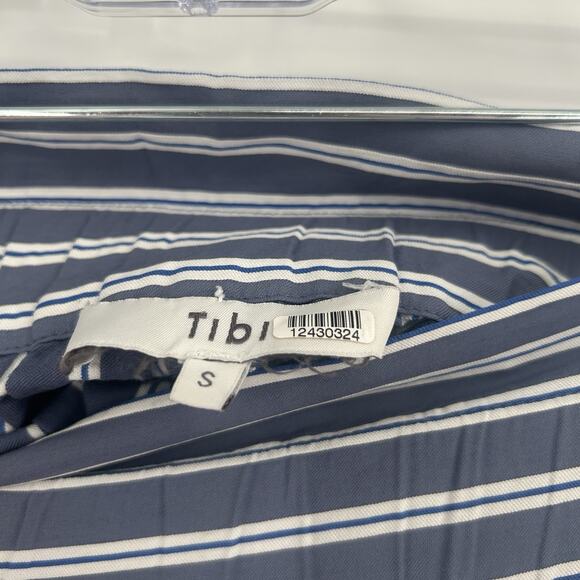 TIBI Paperbag Shorts Womens Size Small Striped Blue White 4-Pocket Pull On RTR - Picture 4 of 12